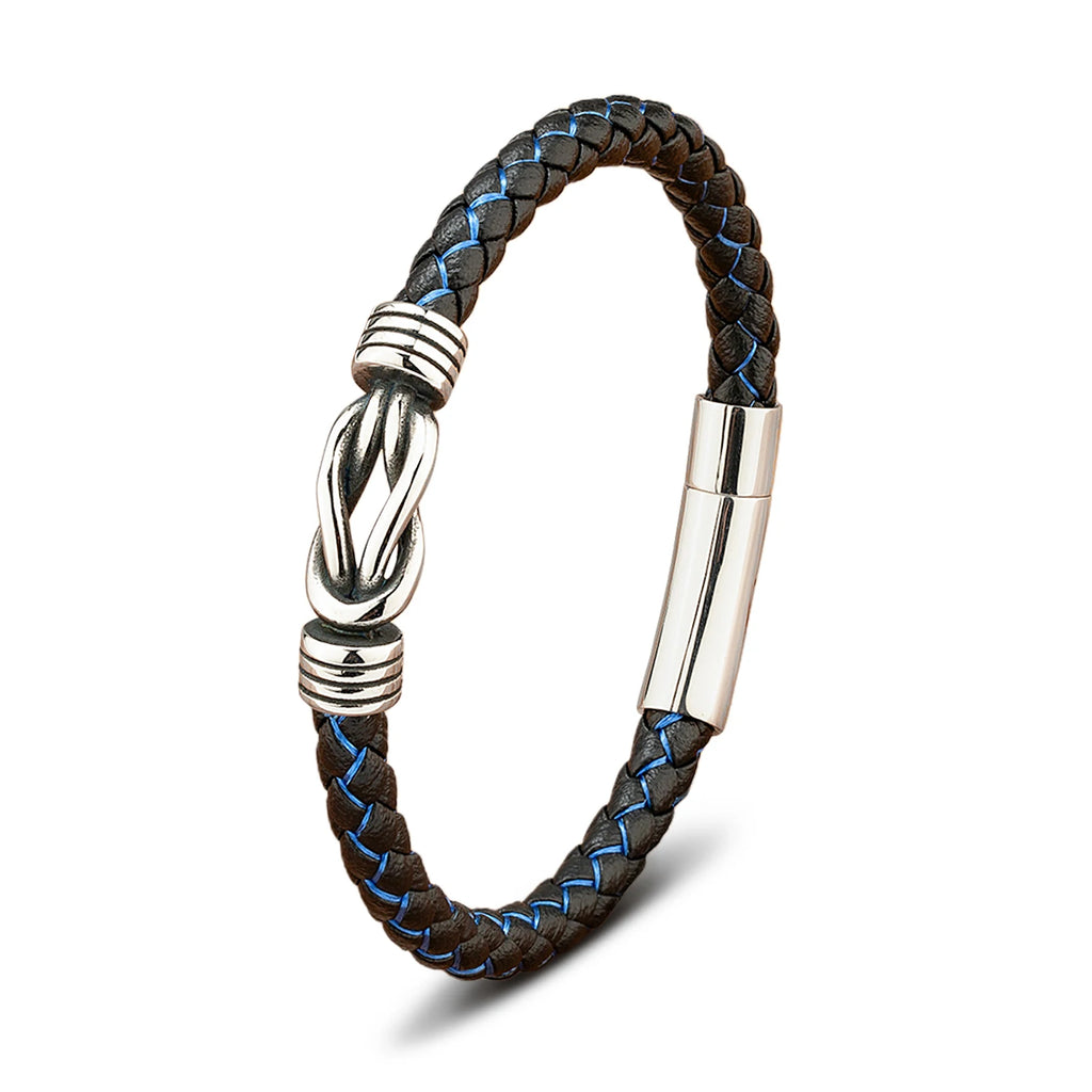 Bracelet Orion en cuir véritable et acier