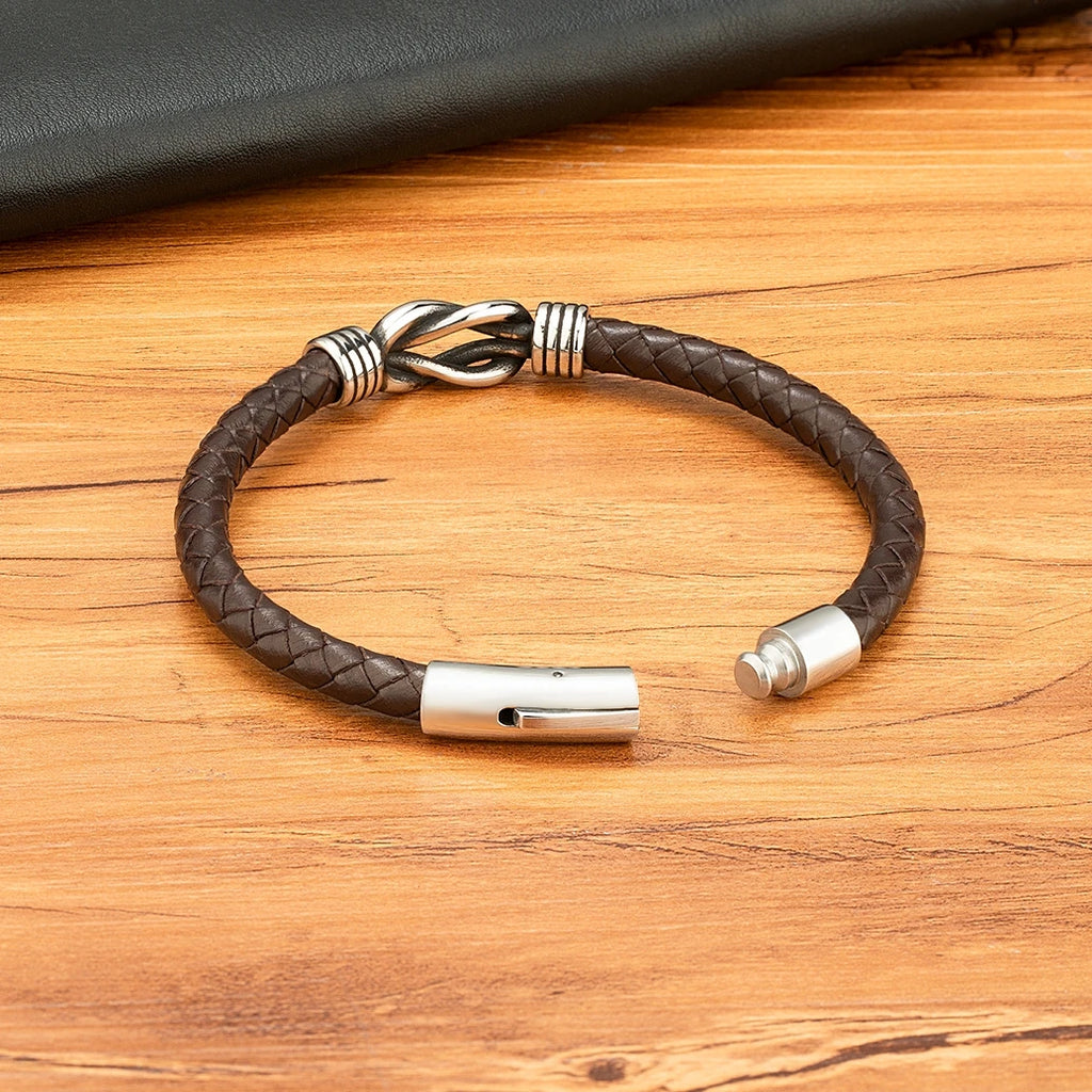 Bracelet Orion en cuir véritable et acier