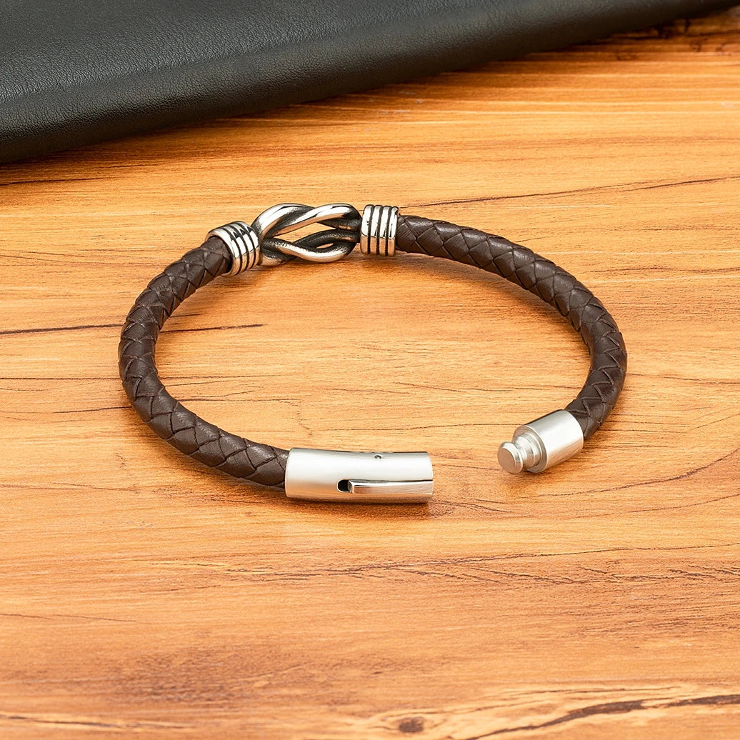 Bracelet Orion en cuir véritable et acier