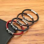 Bracelet Orion en cuir véritable et acier