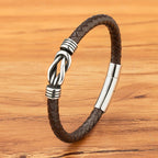 Bracelet Orion en cuir véritable et acier