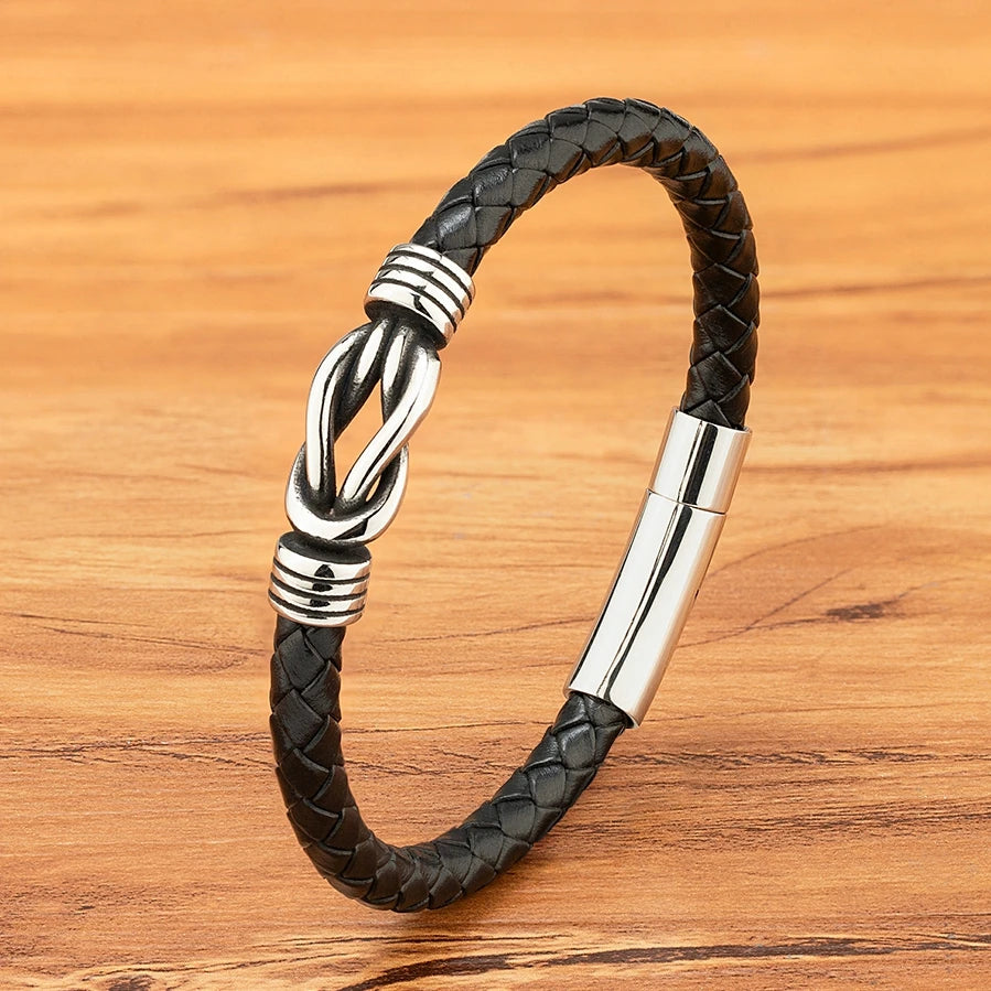 Bracelet Orion en cuir véritable et acier