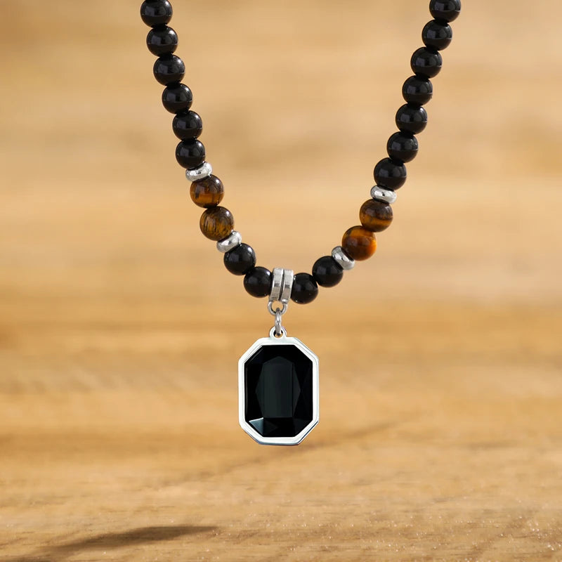 Collier de signalisation en obsidienne