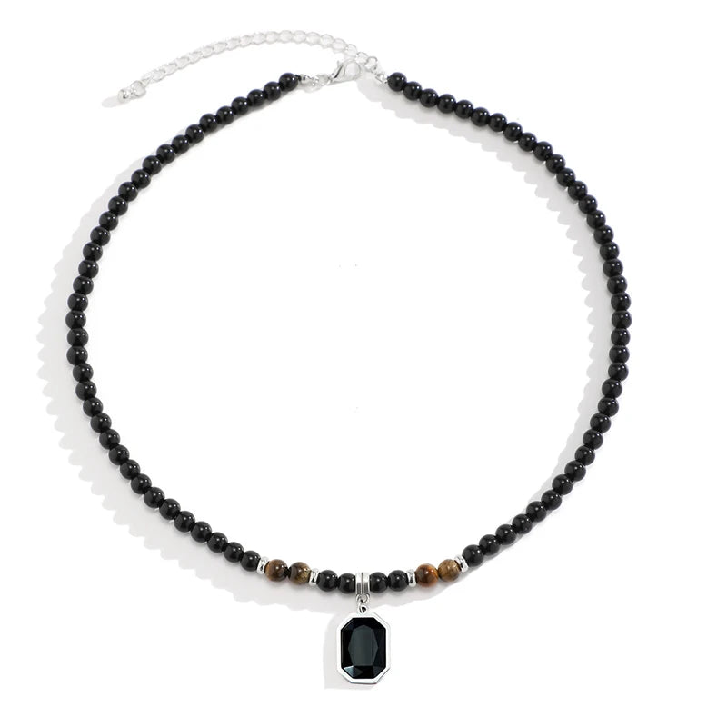 Collier de signalisation en obsidienne
