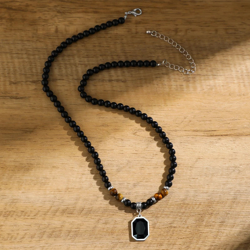 Collier de signalisation en obsidienne
